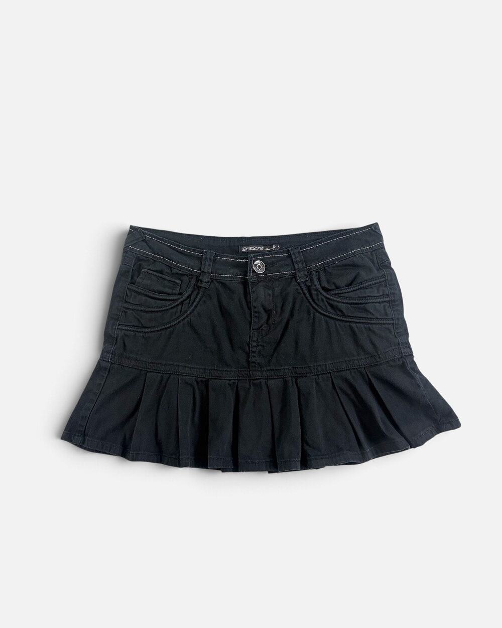 Vintage Y2K D*KLIC Pleated Drop Waist Denim Mini Skirt Sz 29